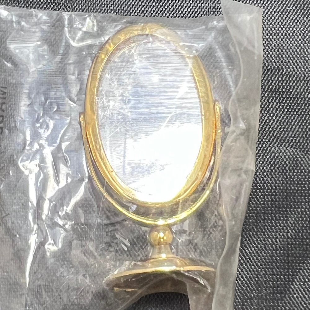 Vtg Minitaure Dollhouse Gold Tone Makeup Vanity Mirror‎ New Deadstock Classic